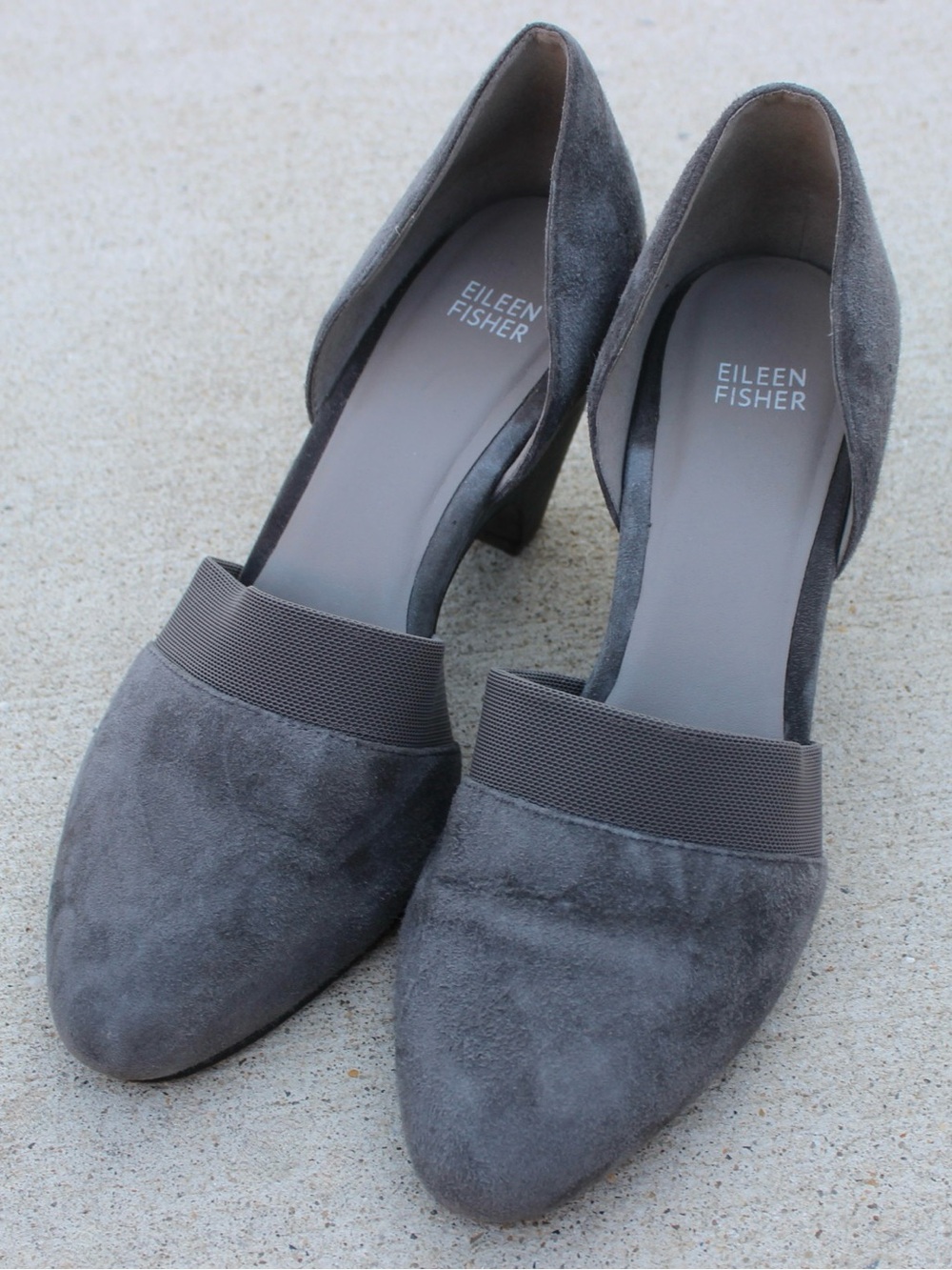 Eileen Fisher Hilly Grey Suede D'Orsay Wedge Pumps Sz 9